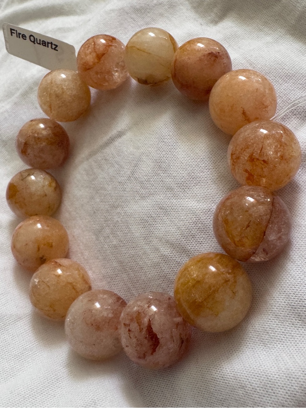 Fire Quartz Grade A Genuine & Natural Bracelet — Peachy Orange Beads